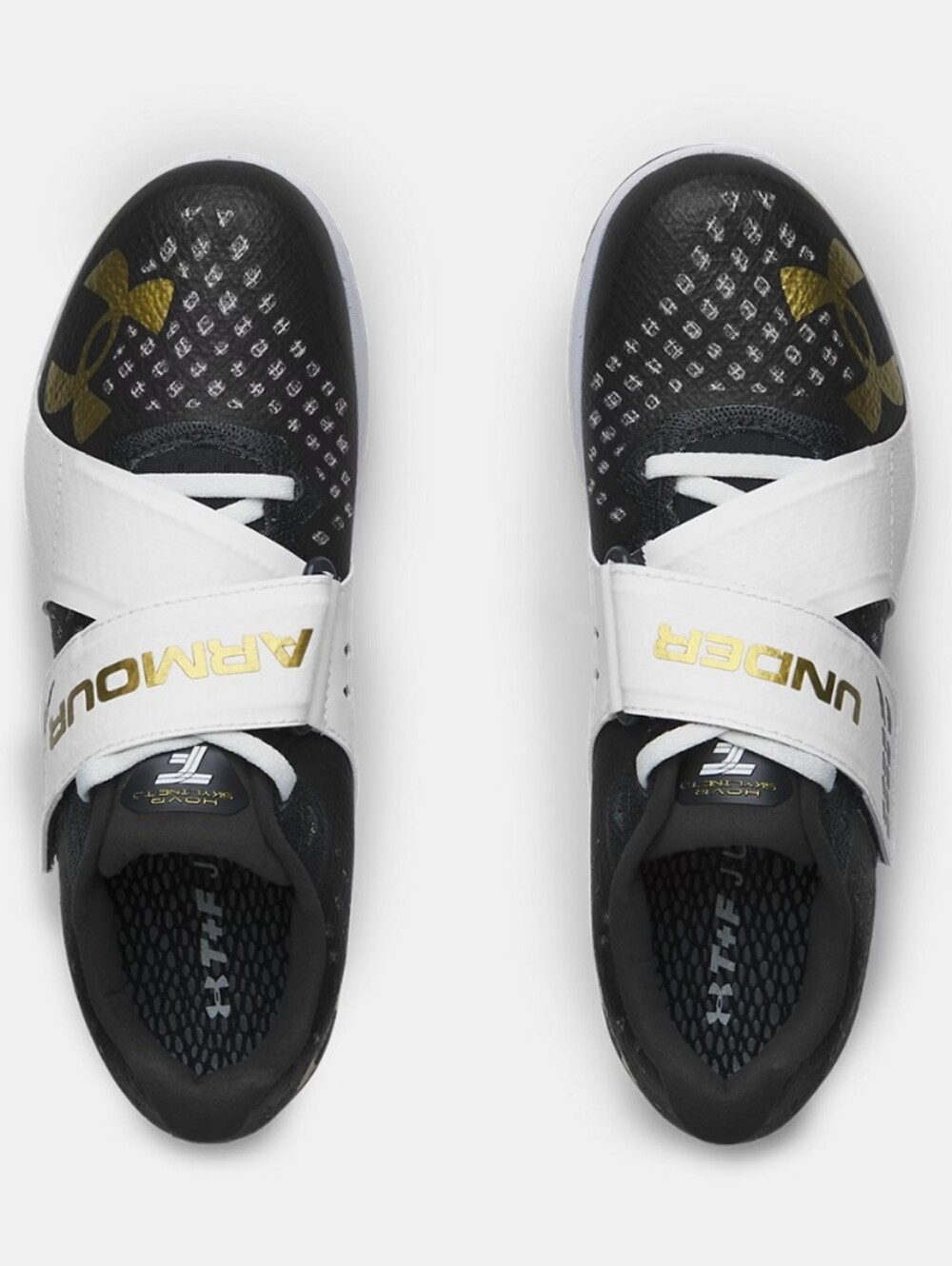 Under Armour UA HOVR TRIPLE JUMP  Black White Sneakers with Gold Logo Sz 6 NEW